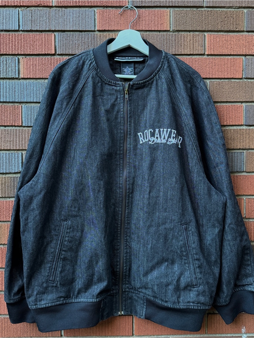 Vintage Rocawear Black Denim Bomber Jacket